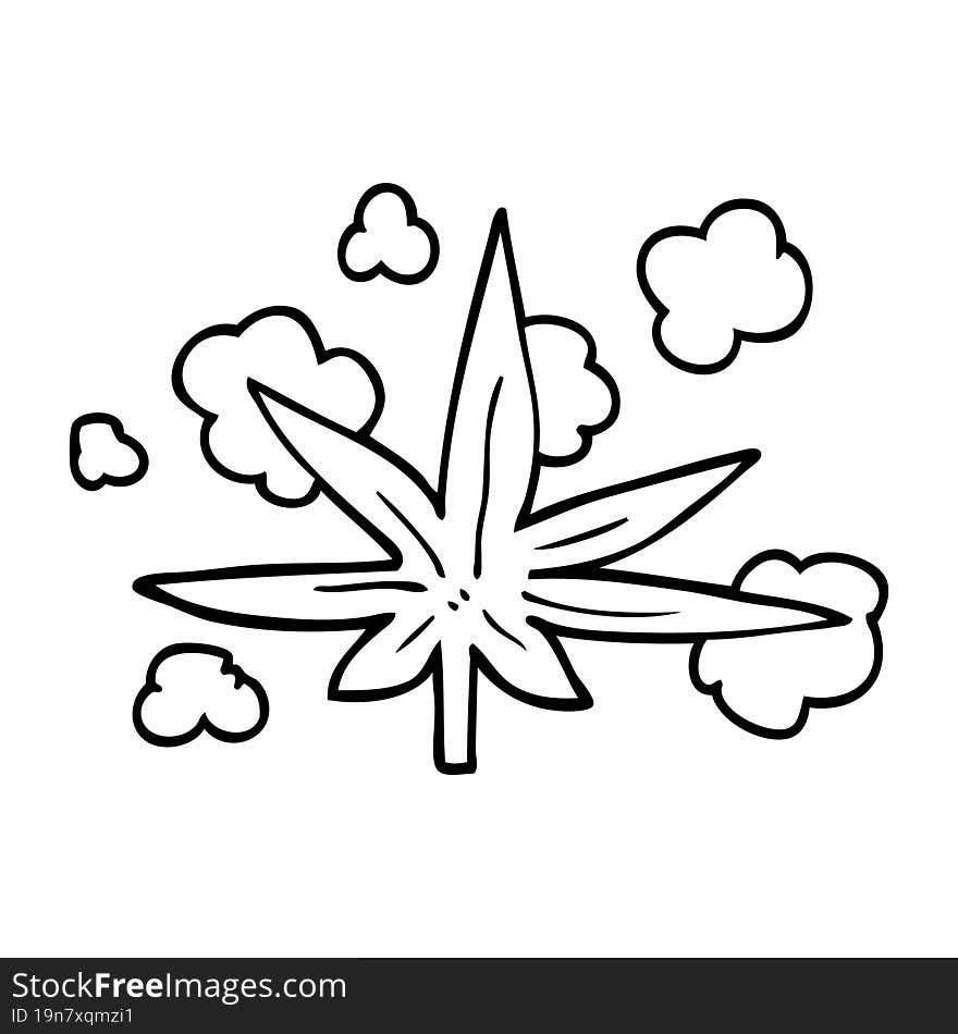 line drawing cartoon marijuana leaf