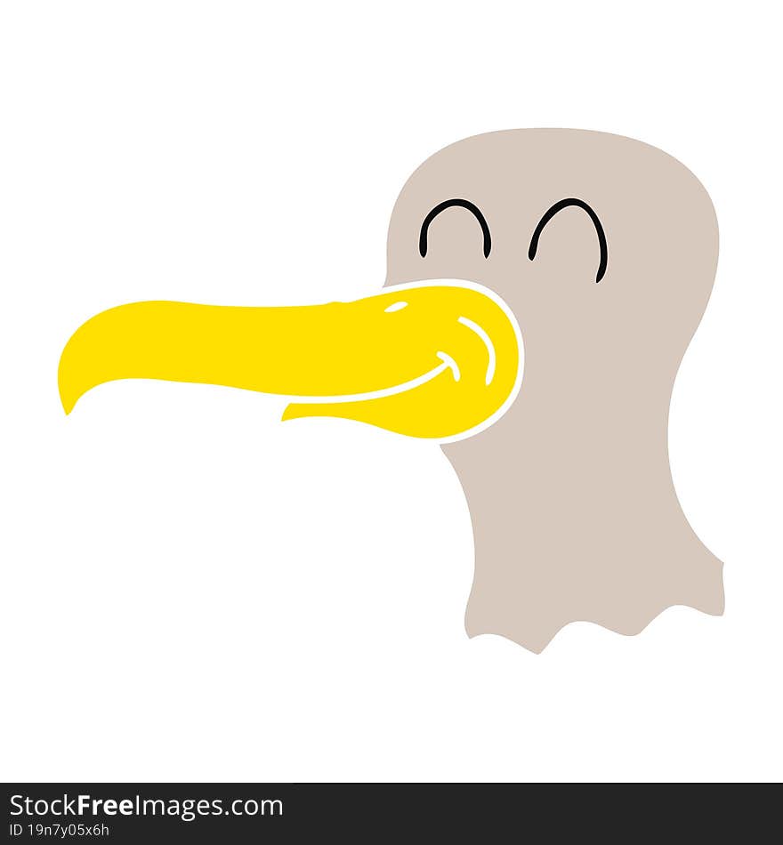 flat color illustration of a cartoon seagull