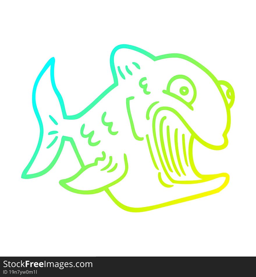 cold gradient line drawing funny cartoon fish