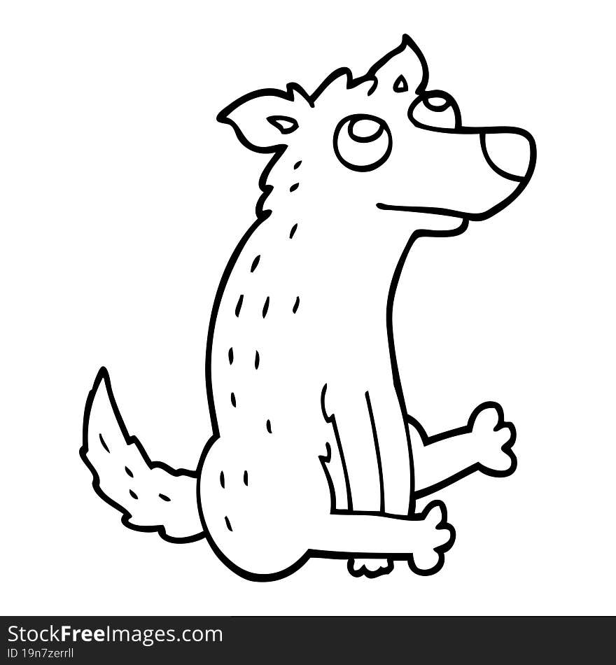 line drawing cartoon dog sitting