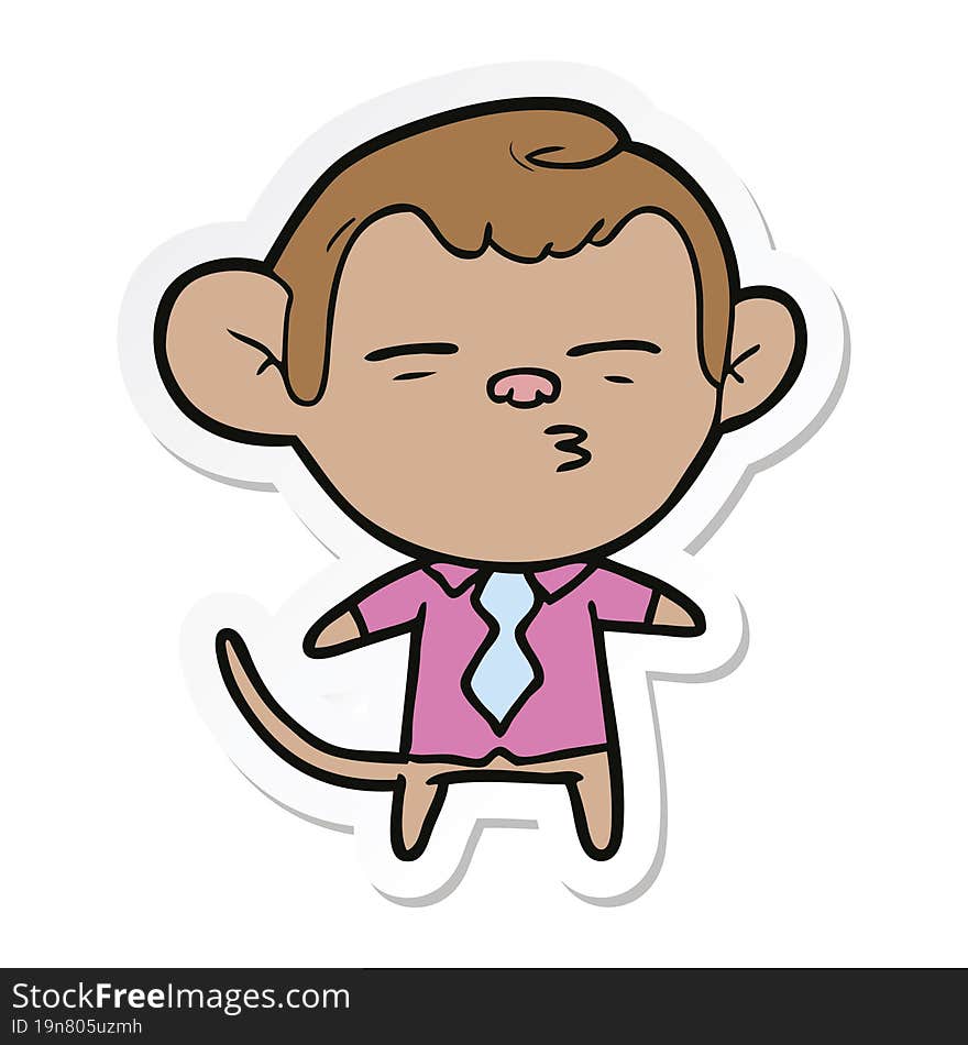 sticker of a cartoon suspicious monkey