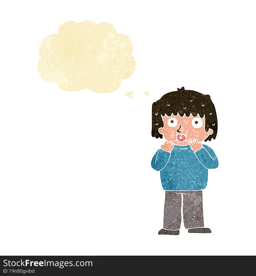 cartoon worried boy with thought bubble