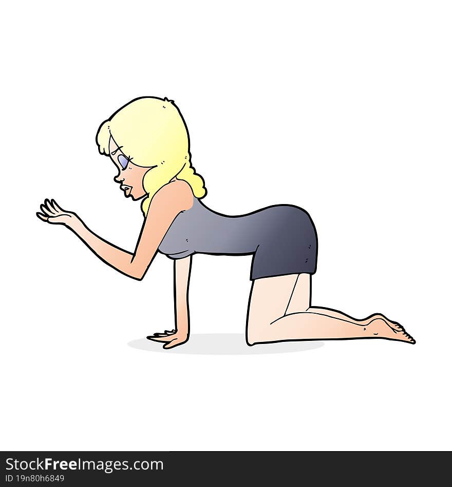 Cartoon Woman On All Fours