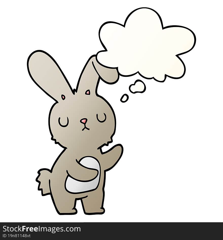 cute cartoon rabbit with thought bubble in smooth gradient style