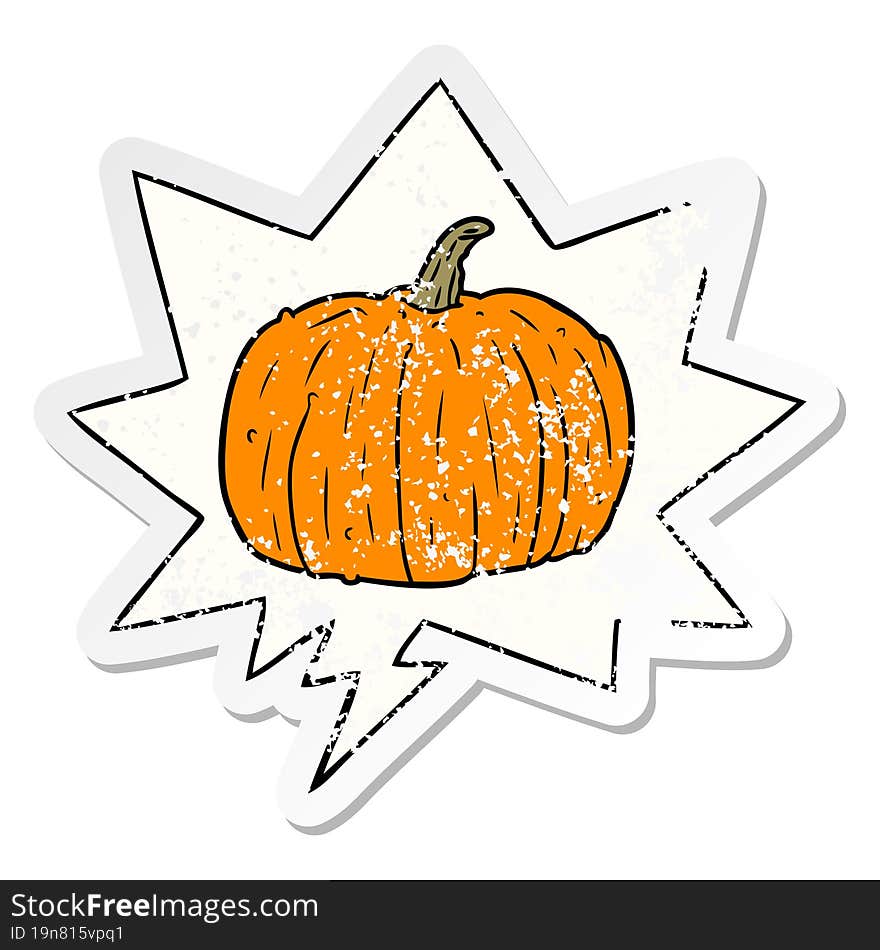 cartoon halloween pumpkin and speech bubble distressed sticker