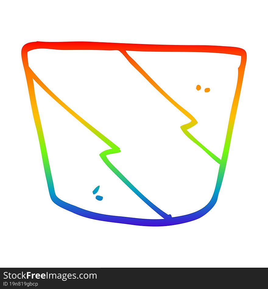 rainbow gradient line drawing of a cartoon muffin pot