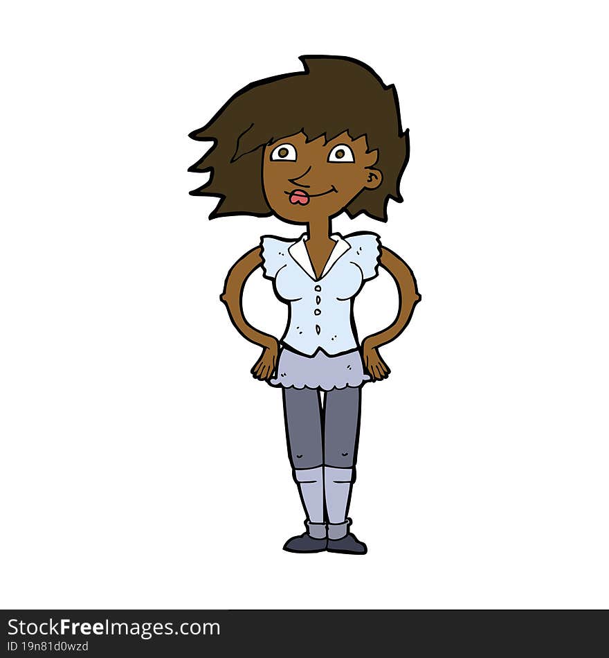 Cartoon Woman With Hands On Hips