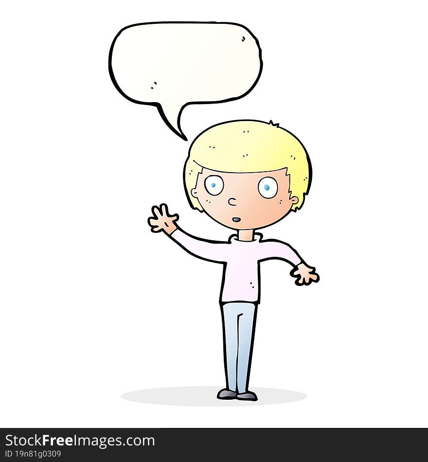 cartoon staring boy with speech bubble