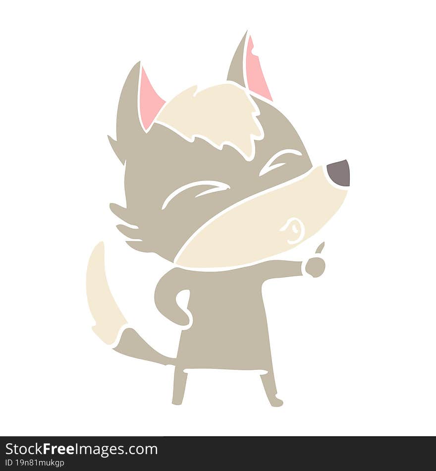 Flat Color Style Cartoon Wolf Pouting