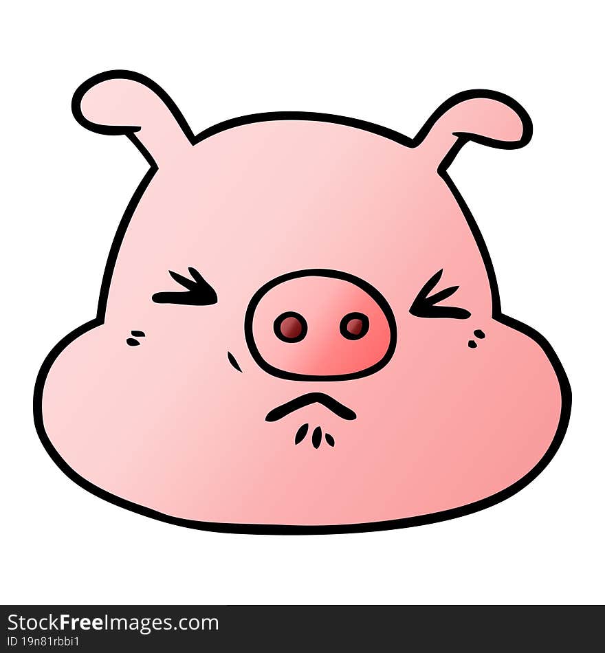 cartoon angry pig face. cartoon angry pig face