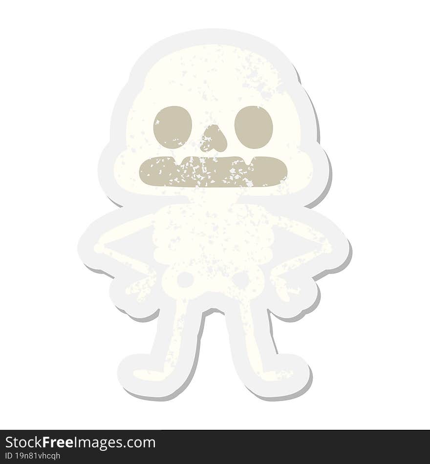 confident spooky skeleton grunge sticker