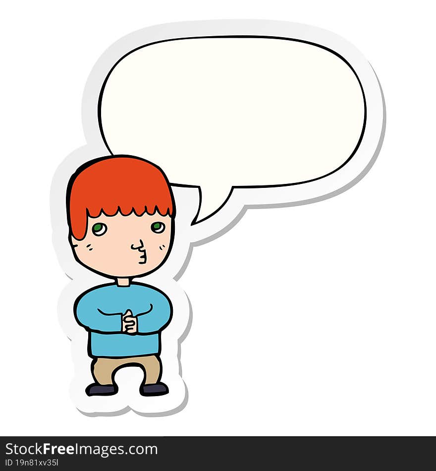 cartoon man thinking and speech bubble sticker