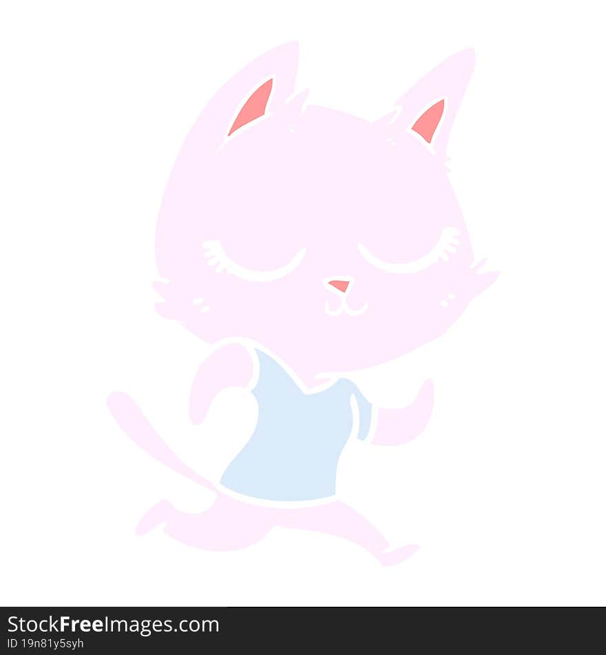 calm flat color style cartoon cat running