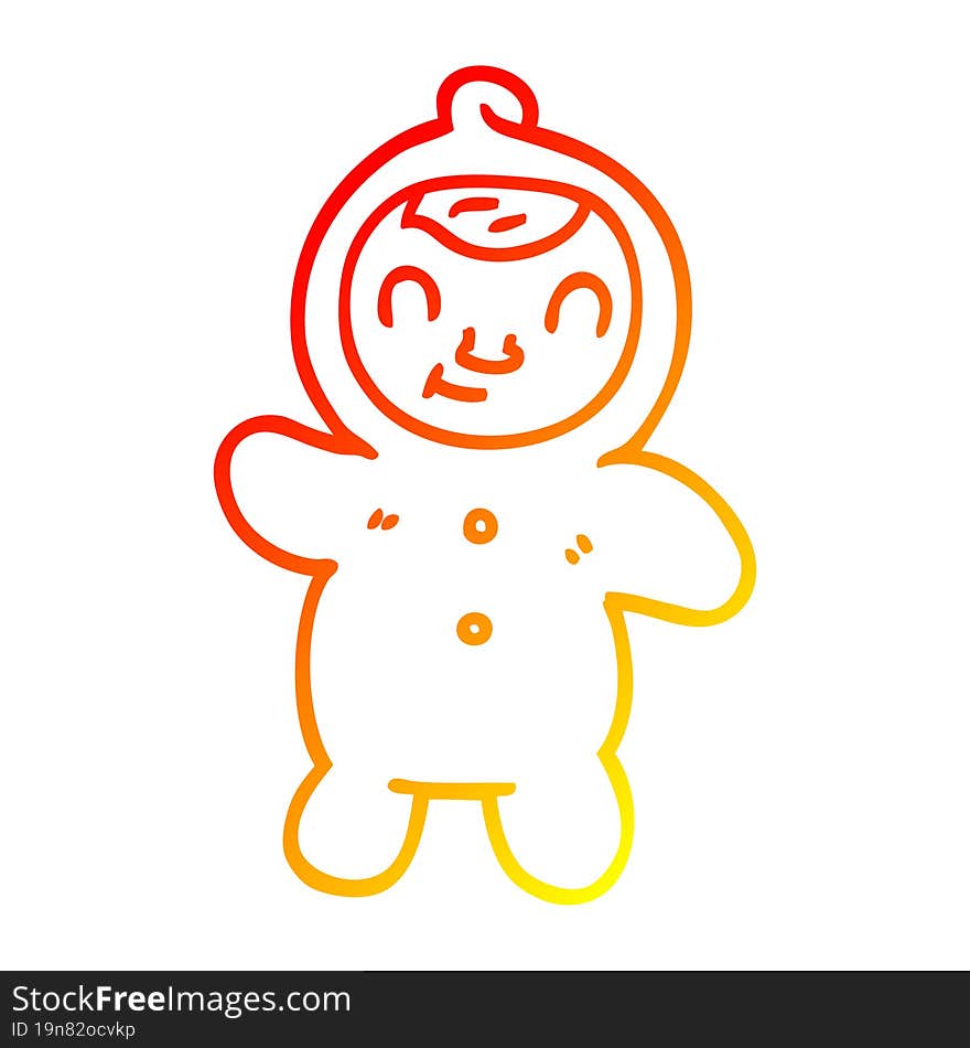 warm gradient line drawing of a cartoon human baby