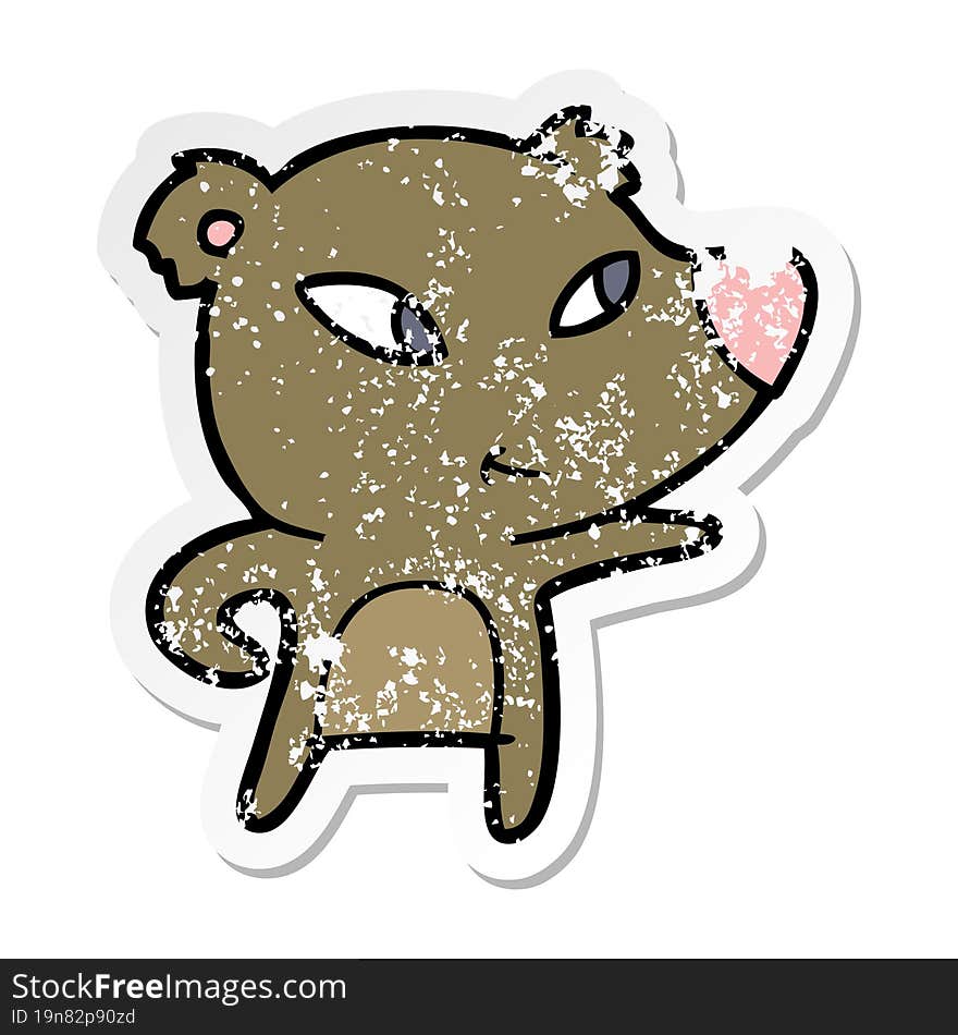 distressed sticker of a cute cartoon bear