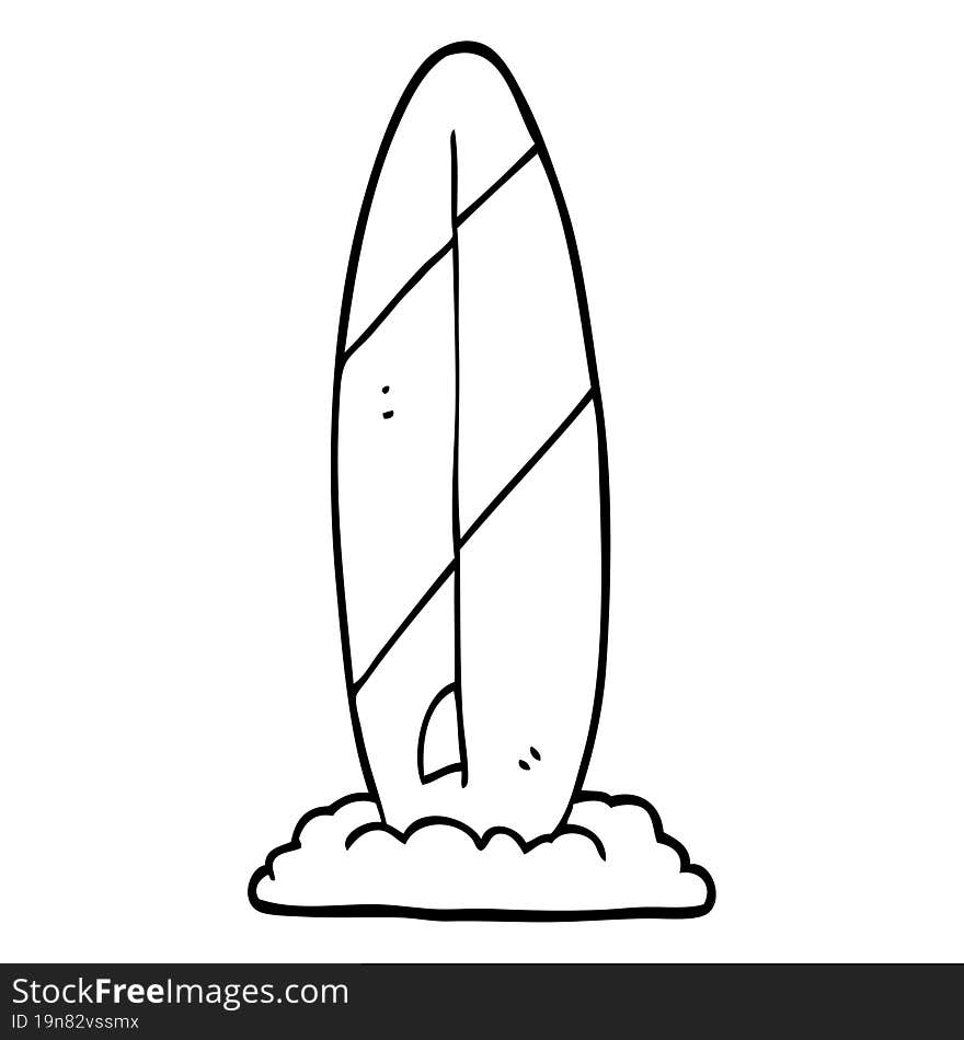 Black And White Cartoon Surf Board