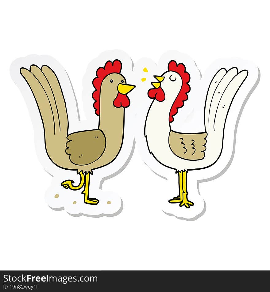 sticker of a cartoon chickens