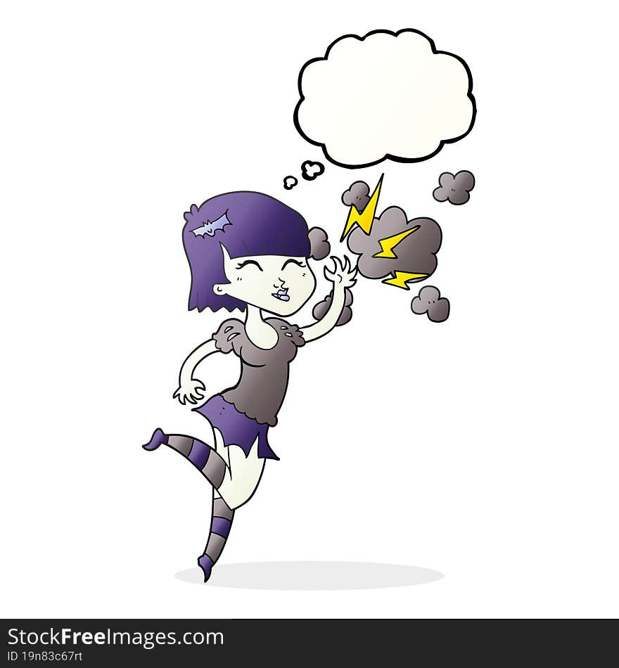 thought bubble cartoon vampire girl flying