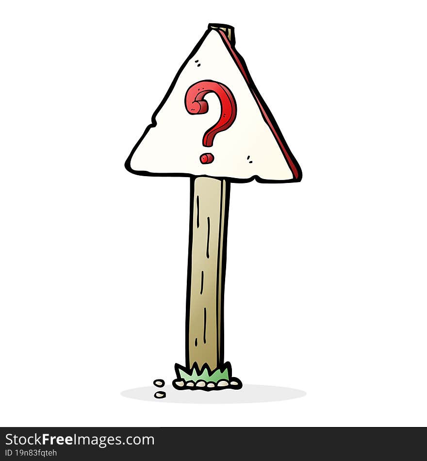 cartoon question mark sign post