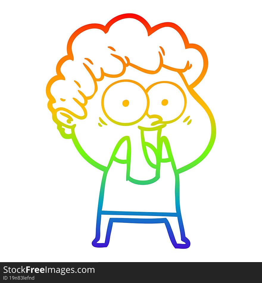 rainbow gradient line drawing cartoon happy man