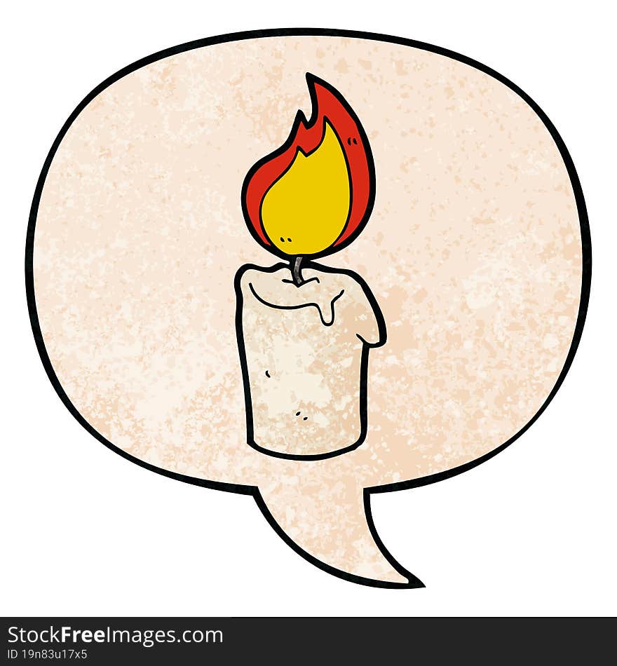 Cartoon Candle And Speech Bubble In Retro Texture Style