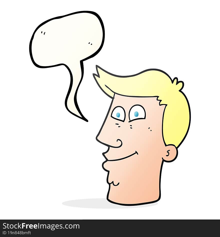 freehand drawn speech bubble cartoon male face