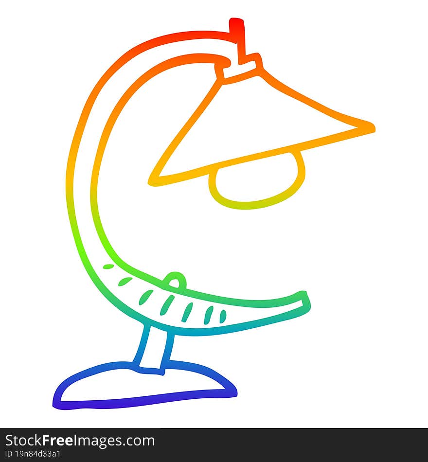 rainbow gradient line drawing of a cartoon desk lamp