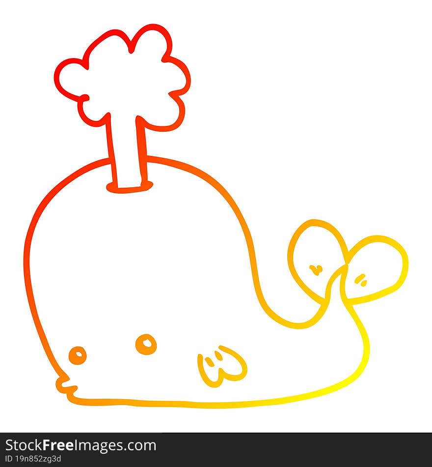 warm gradient line drawing cartoon whale