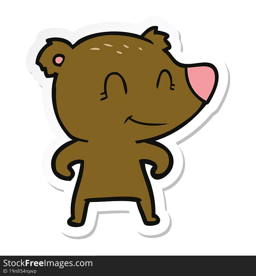 sticker of a smiling bear cartoon