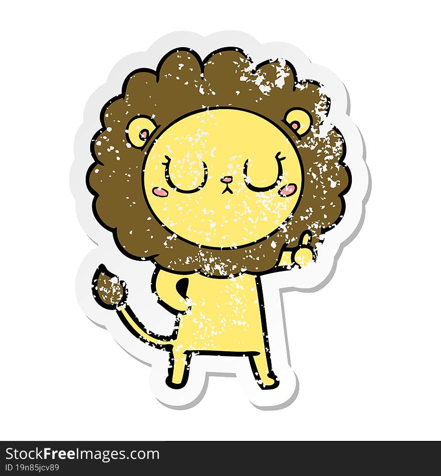 distressed sticker of a cartoon lion