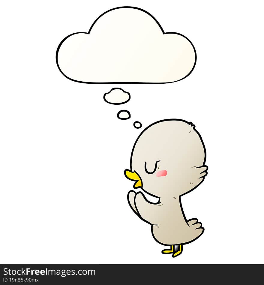 cartoon duckling with thought bubble in smooth gradient style