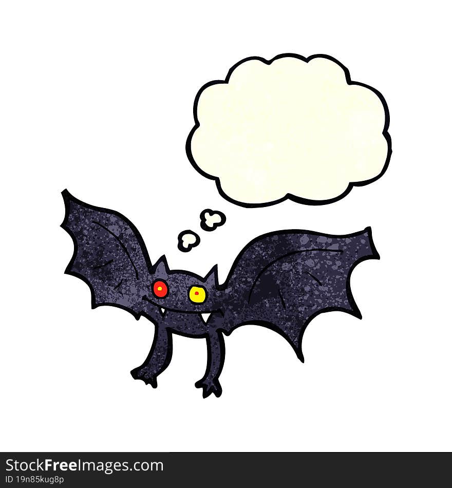 cartoon vampire bat with thought bubble