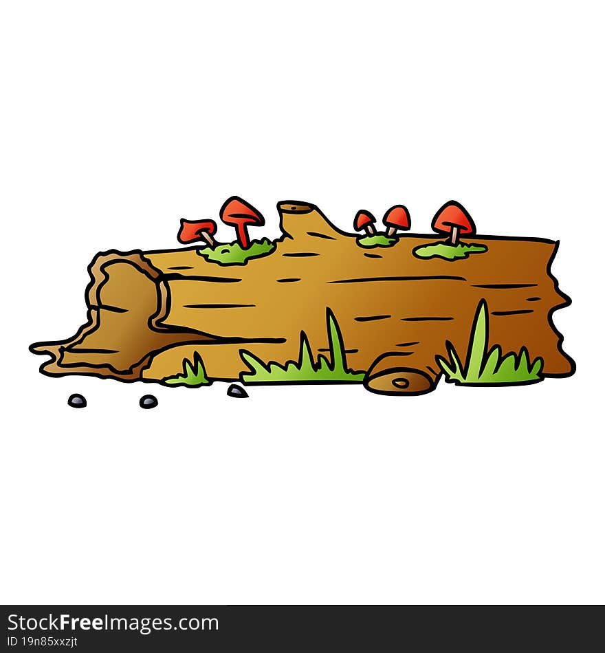 Gradient Cartoon Doodle Of A Tree Log