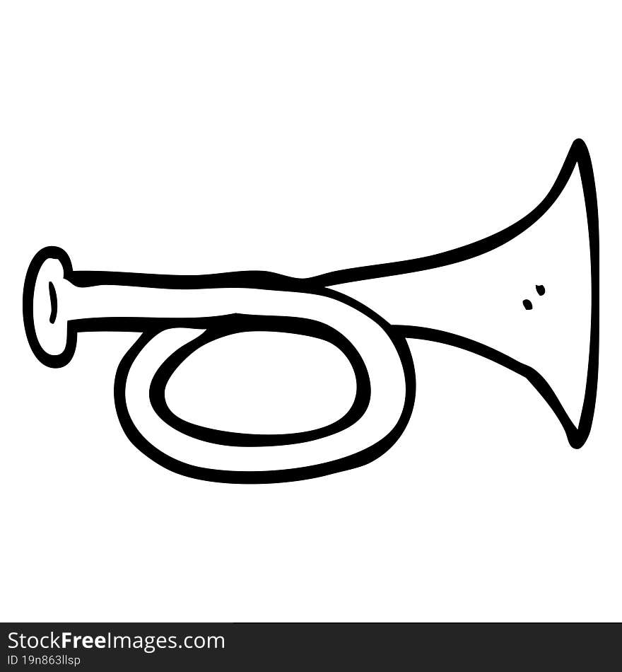 Line Drawing Cartoon Brass Horn