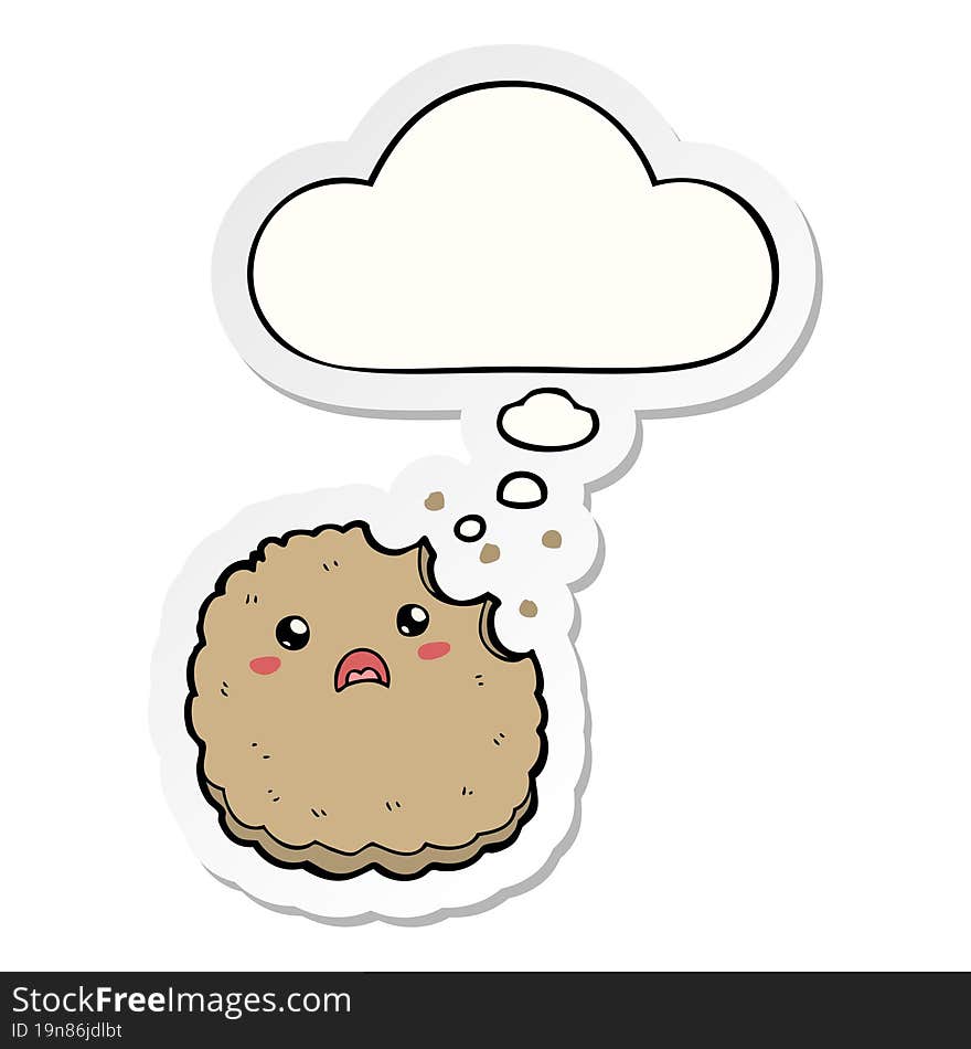 cartoon biscuit and thought bubble as a printed sticker