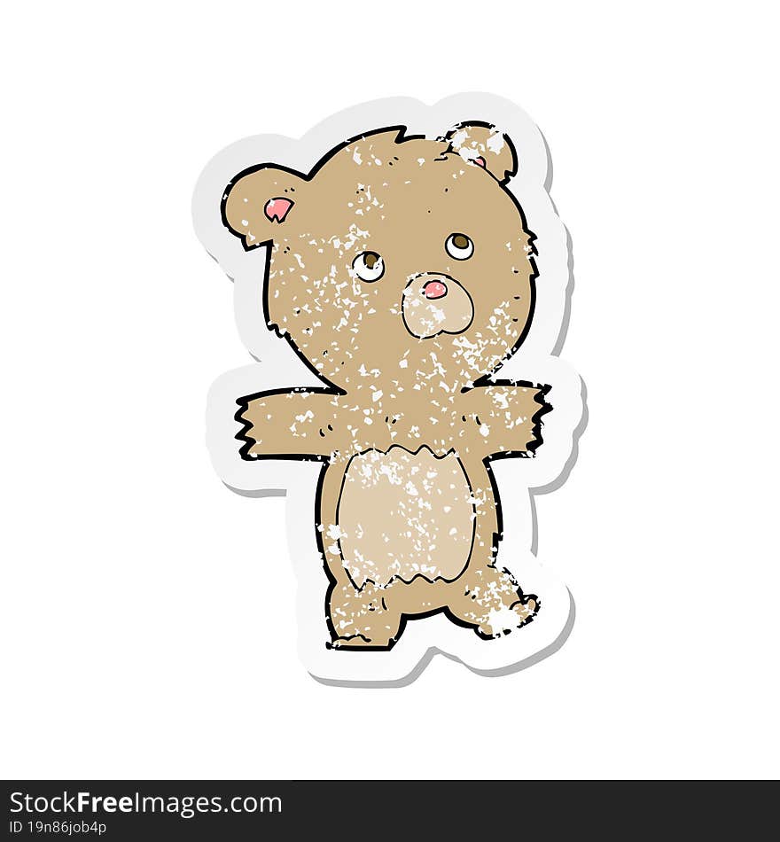 retro distressed sticker of a cartoon cute teddy bear