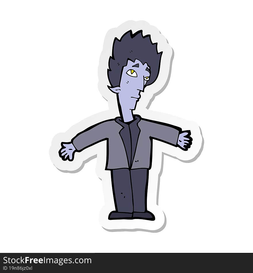 sticker of a cartoon vampire man