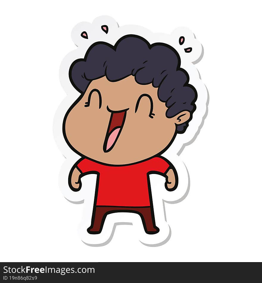 sticker of a cartoon happy man