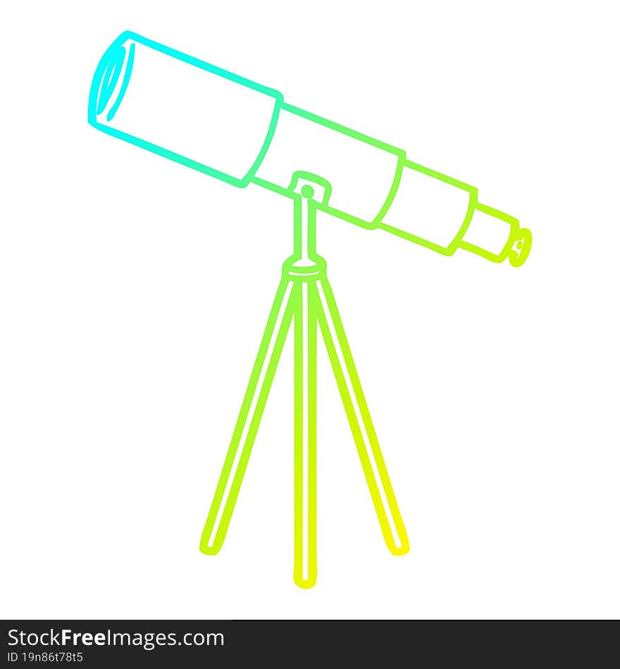 cold gradient line drawing cartoon telescope