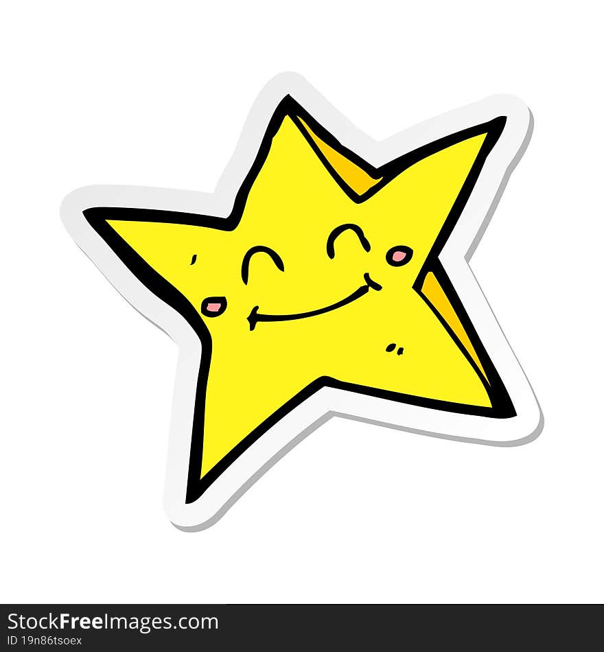 Sticker Of A Cartoon Happy Star Character