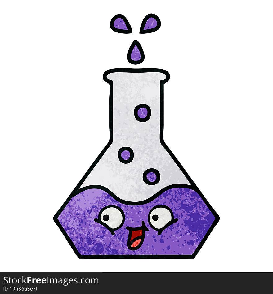 Retro Grunge Texture Cartoon Science Beaker