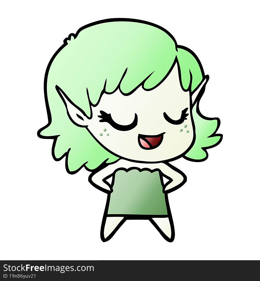 happy cartoon elf girl. happy cartoon elf girl