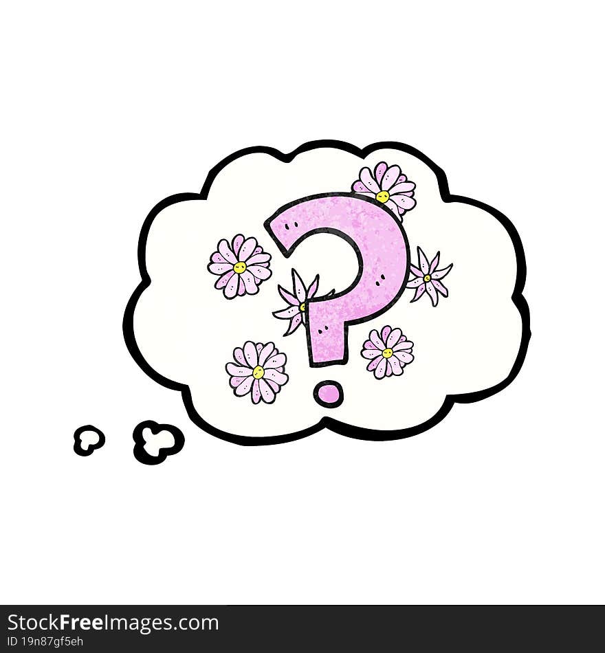 Thought Bubble Textured Cartoon Question Mark