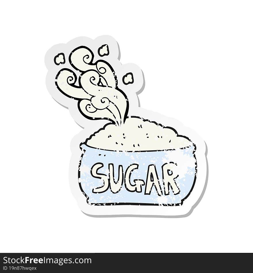 retro distressed sticker of a cartoon sugar bowl