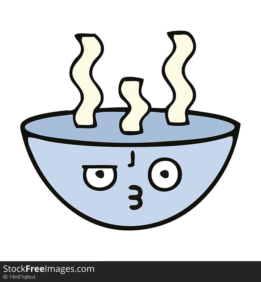 cute cartoon bowl of hot soup