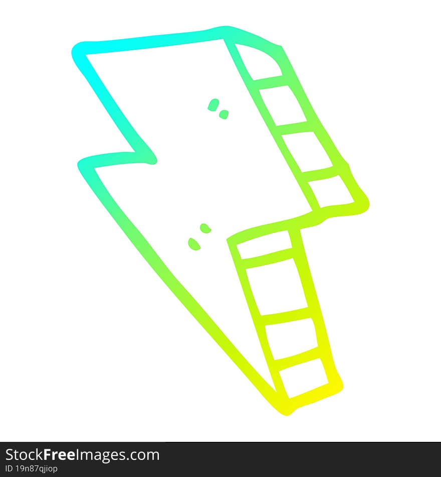 Cold Gradient Line Drawing Cartoon Lightning Bolt