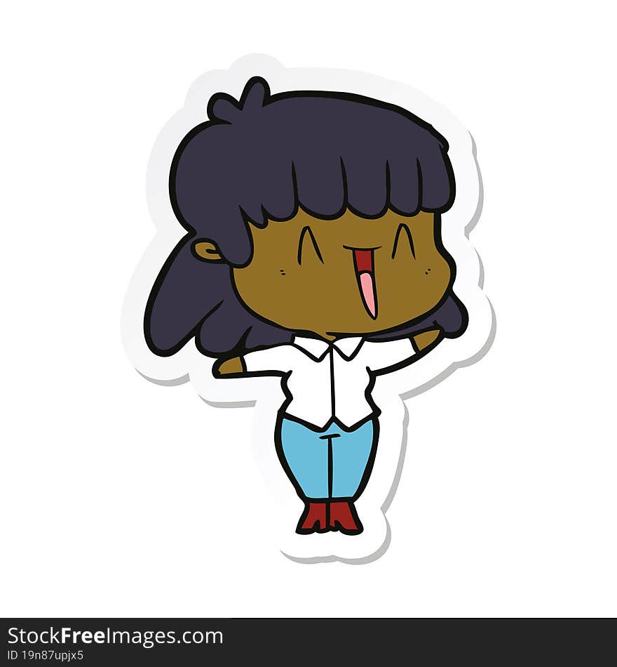 sticker of a cartoon woman