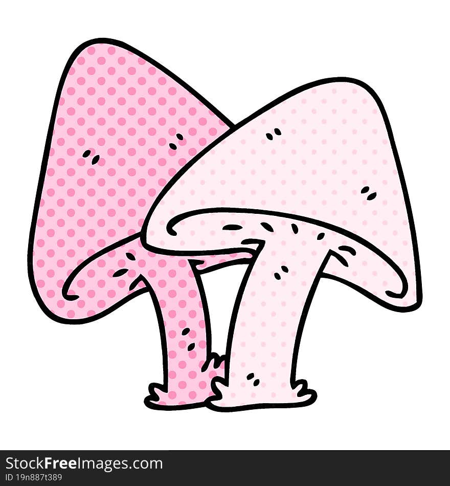 Quirky Comic Book Style Cartoon Mushrooms