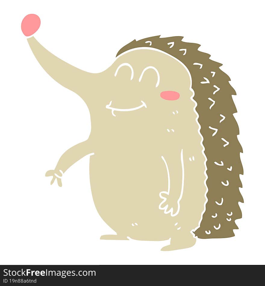 flat color illustration of a cartoon hedgehog