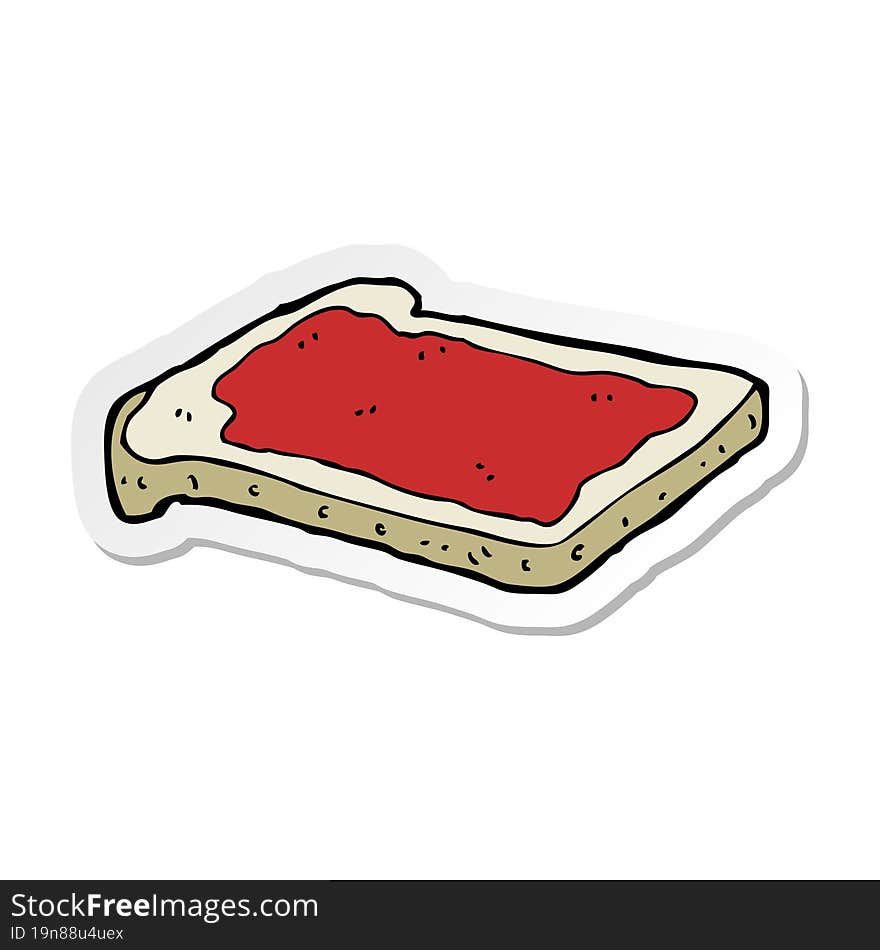 sticker of a cartoon jam on toast